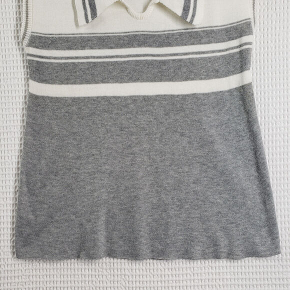 Vintage Knit Sleeveless Polo Shirt Womens Medium Gray Golf Tennis Prep Preppy - Picture 12 of 14